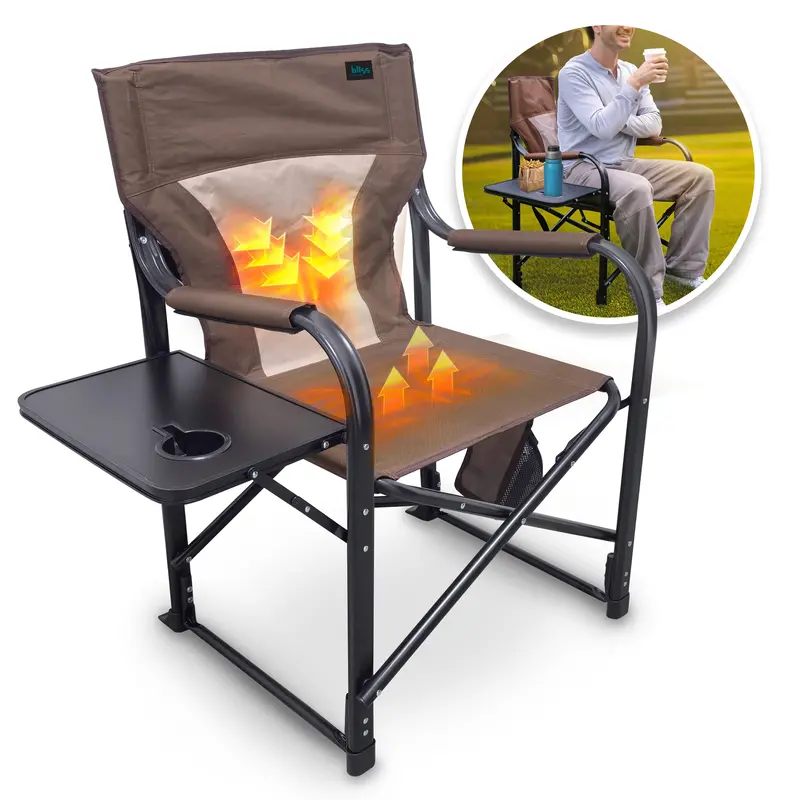 24V Heated Director’S Seat – 21-Inch Width, 3 Heat Levels, Brown Finish With Battery And Charger 1