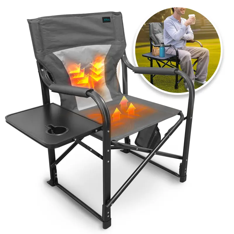 24V Heated Director’S Seat – 21-Inch Width, 3 Heat Levels, Gray Finish With Battery And Charger 1