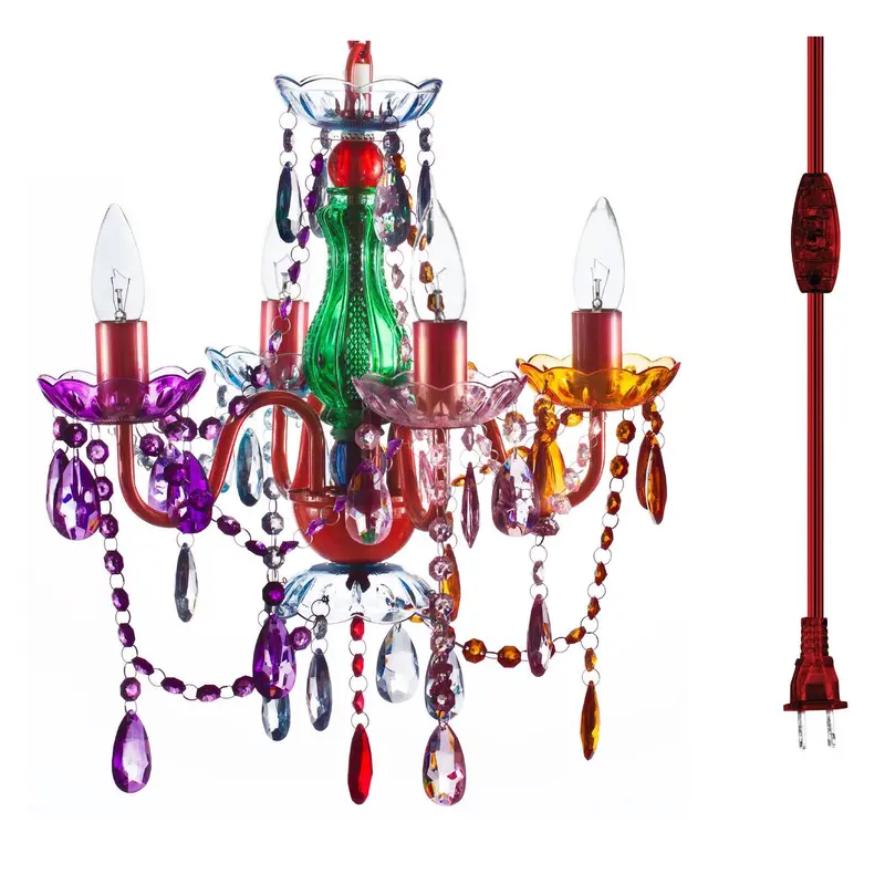 4-Light Multi-Color Plug-In Chandelier 1