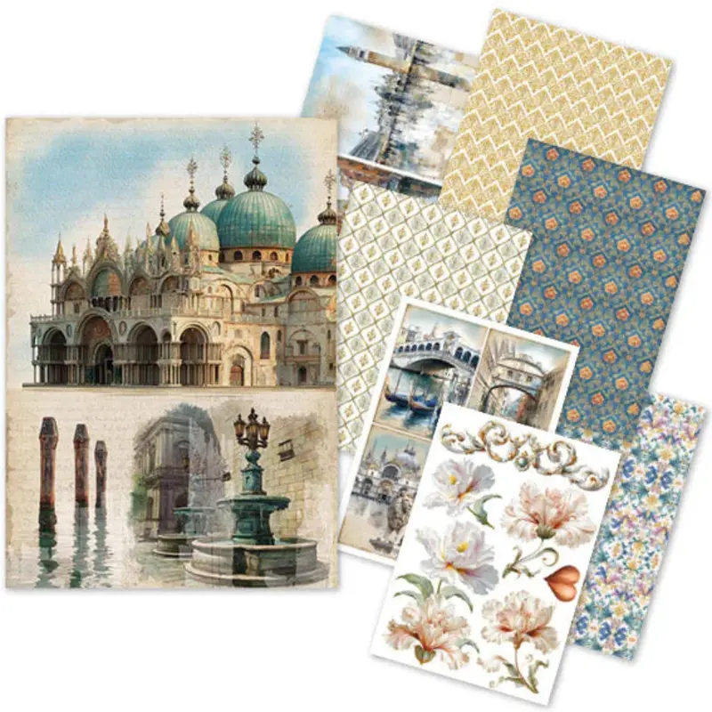 A Walk In Venice A5 Rice Paper Collection – Artistic 8-Piece Set 1