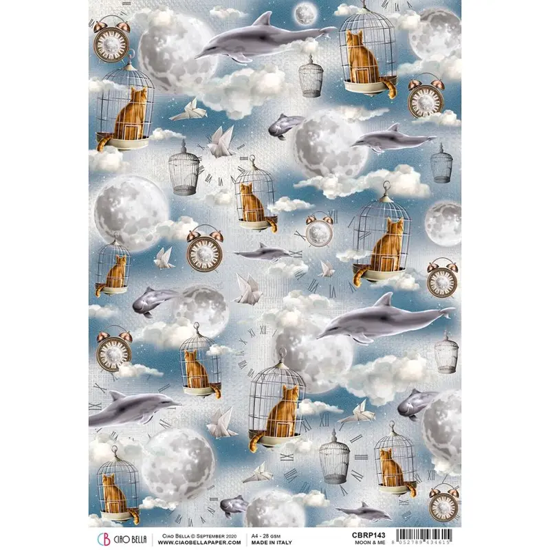 A4 Moon-Themed Rice Paper Art Sheet 1