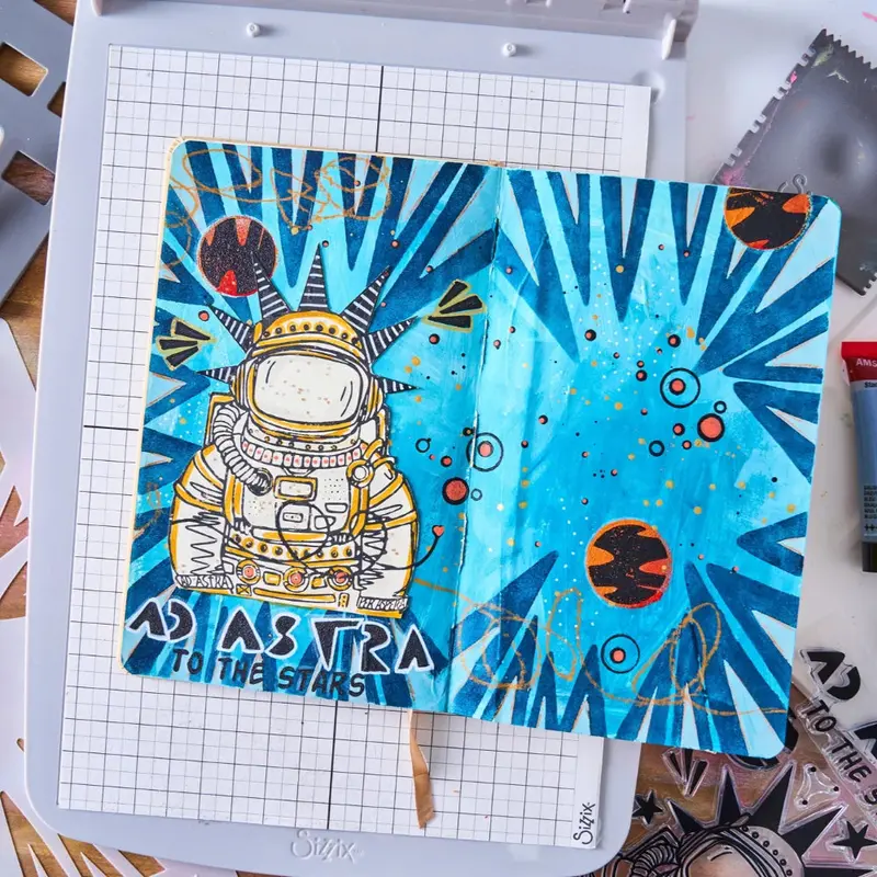 Ad Astra: A6 Stamp And A5 Stencil Pair By Cat Kerr 1