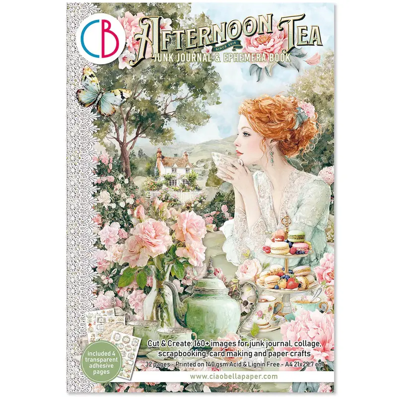 Afternoon Tea A4 Junk Journal & Ephemera Kit – Elegant Tea-Time Craft Bundle 1