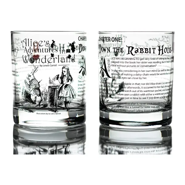 Alice In Wonderland Literature-Themed Rocks Glass – Pair 1