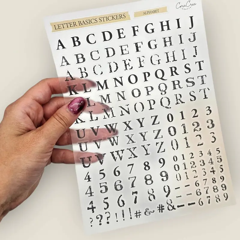 Alphabet-Themed Clear Sticker Sheet 1
