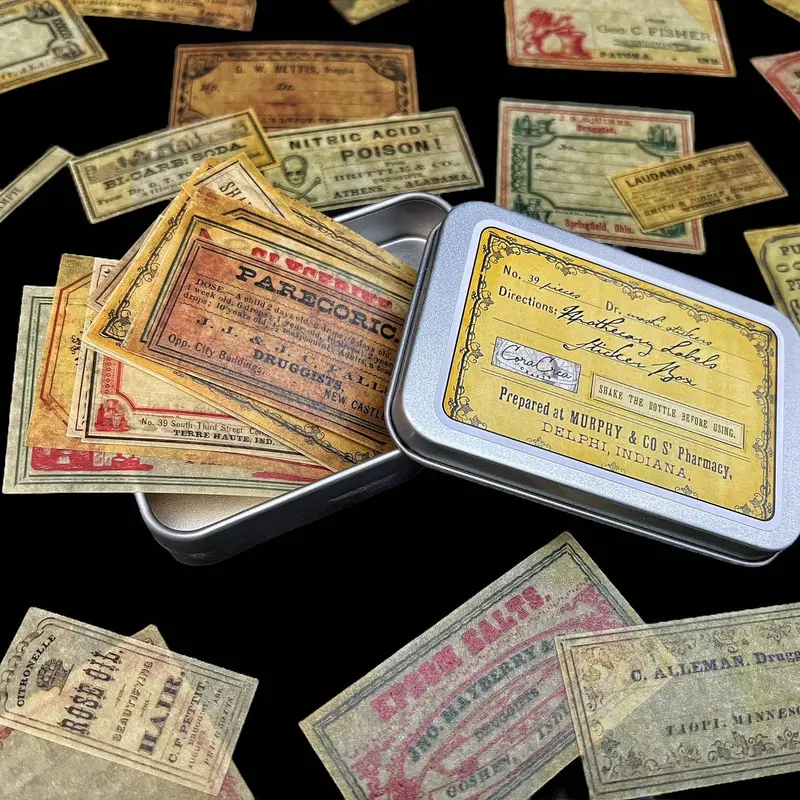 Apothecary-Style Label Sticker Tin 1