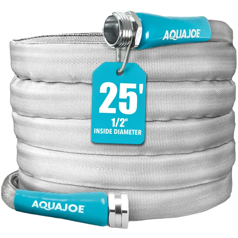 Aqua Joe Xtreme Fiberjacket 25-Foot × 1/2-Inch Kink-Resistant Garden Hose With Reinforced Metal Fittings 1