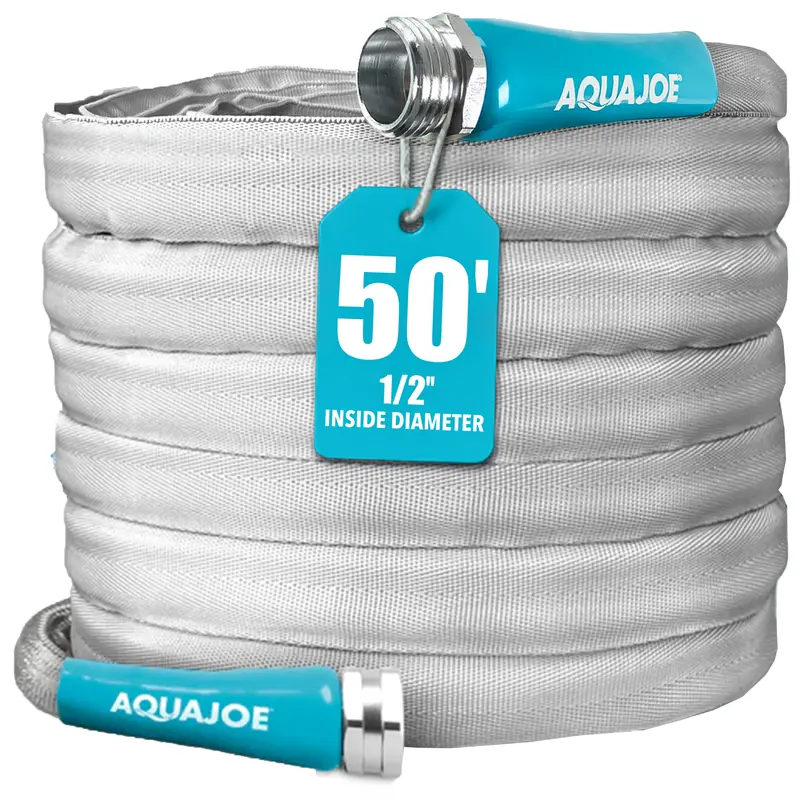 Aqua Joe Xtreme Fiberjacket 50-Foot Kink-Resistant Hose – Reinforced Fabric Jacket, Metal End Fittings 1