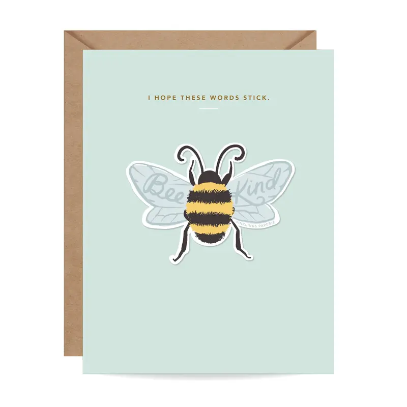 'Bee Kind' Humorous Greeting Card Paired With Vinyl Sticker 1