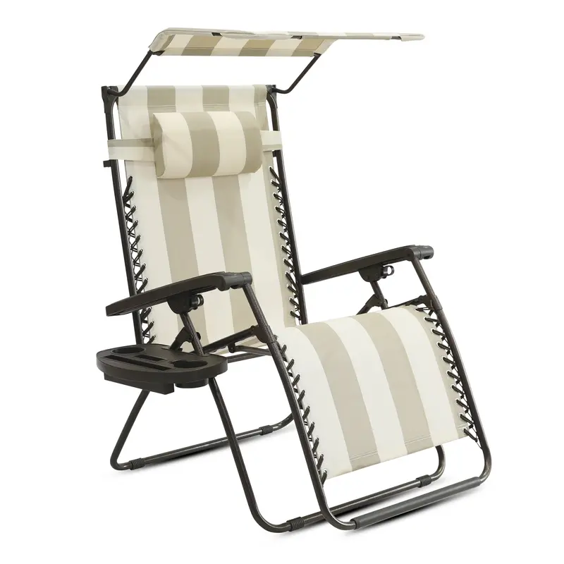 Bliss Hammocks Gravity-Free Xl Chair With Canopy – 32-Inch Wide, 360-Lb Capacity, Tan Stripe 1