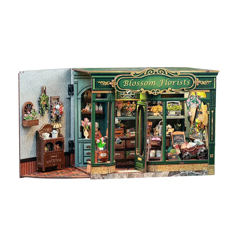 Blossom Florists Diorama Book Nook Kit – Floral Miniature Scene 1