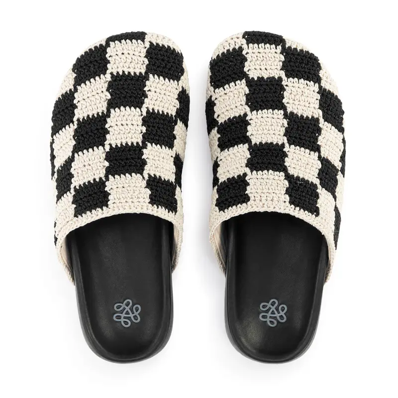 Bolinas Black Check Hand-Crocheted Clog 1