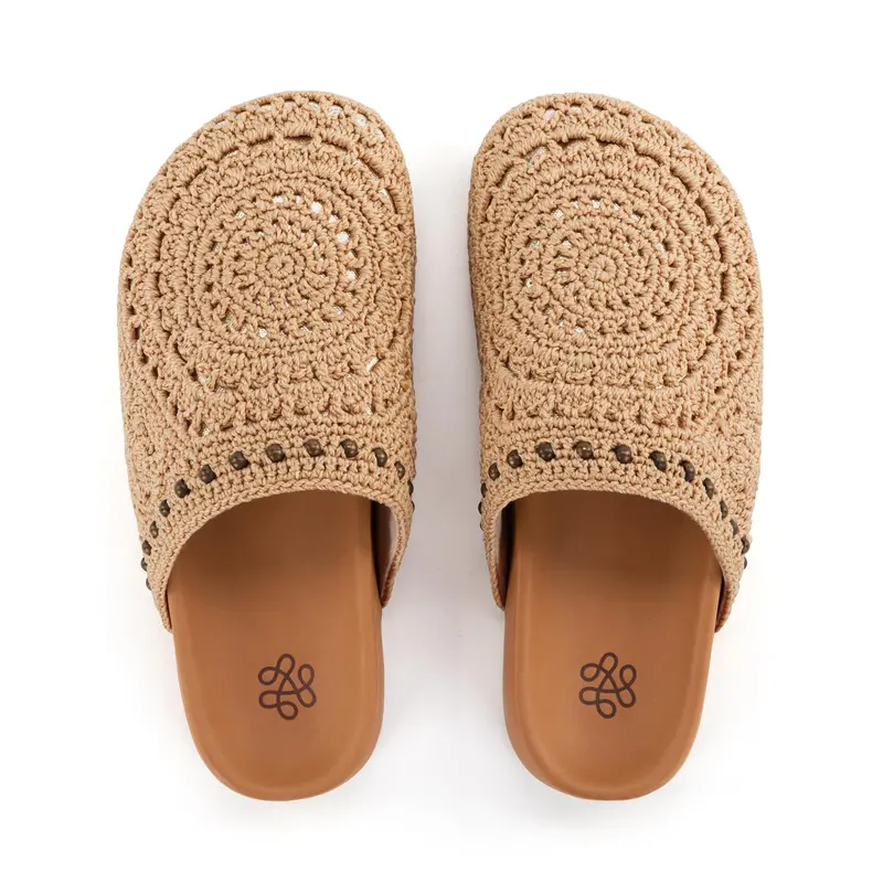 Bolinas Hand-Crocheted Clog – Bamboo Medallion Detail 1