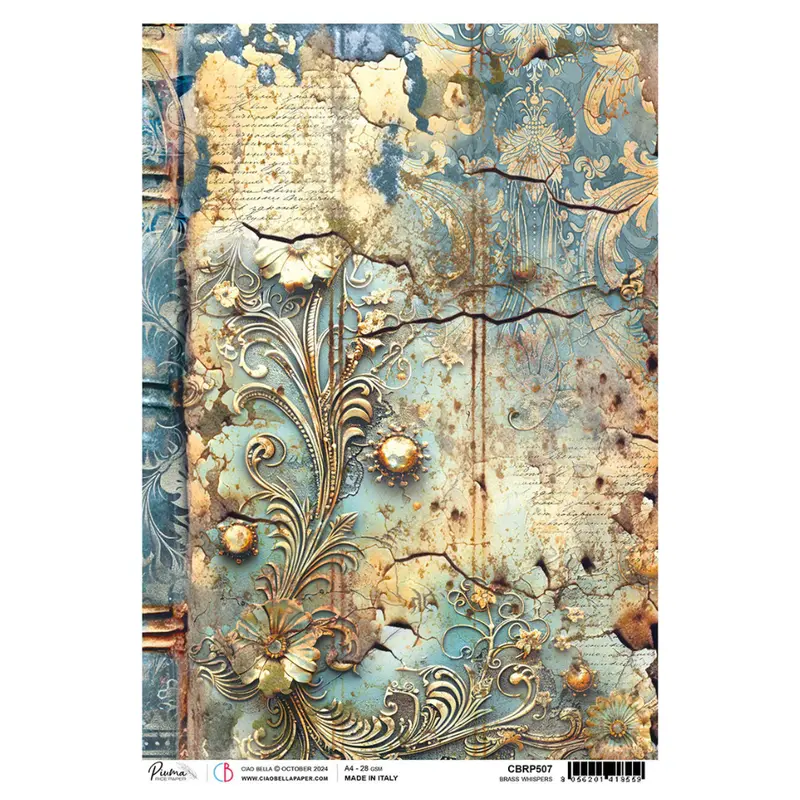 'Brass Whispers' A4 Fine Rice Paper 1