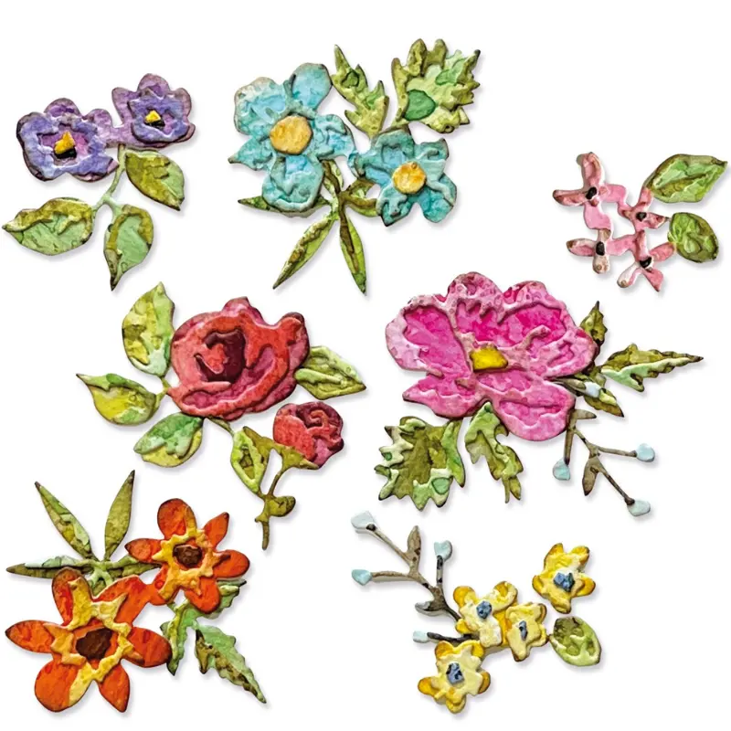 Brushstroke Mini Flowers Thinlits – Compact Floral Die Set By Tim Holtz 1