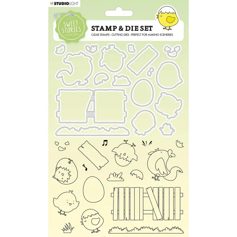 Chicks & Eggs Clear Stamp And Coordinating Die Set – Sweet Stories Clearance 1