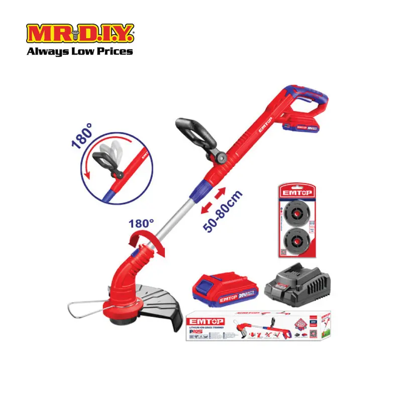 Emtop Elgt20018-3 20V Cordless Grass Trimmer (30 Cm Cutting Width) 1