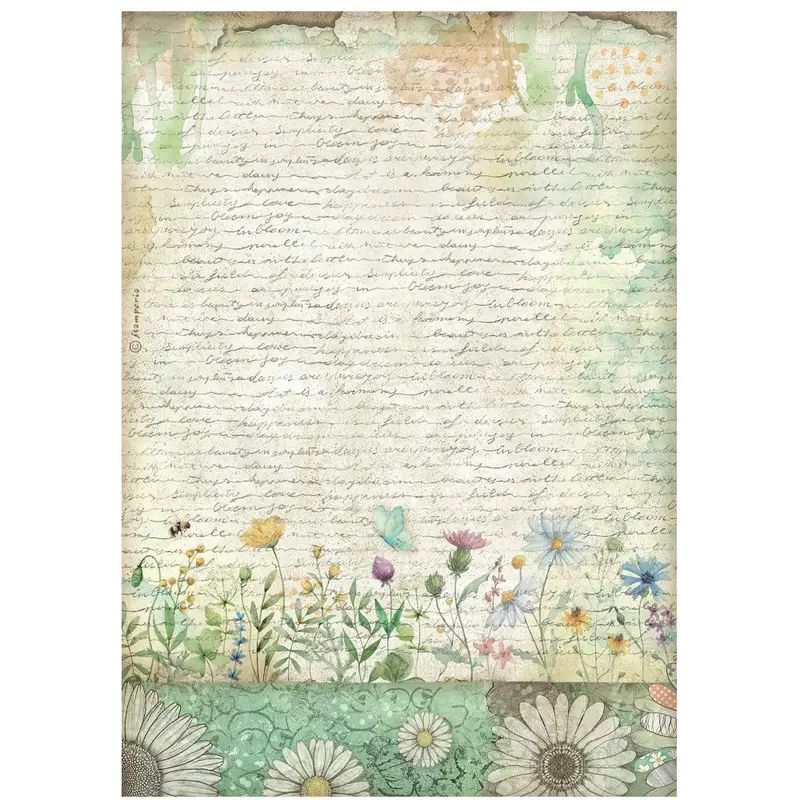 Handmade Floral Letter A4 Rice Paper – Daisy Art Premium Stationery Sheet 1