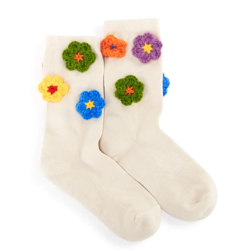 Haven Ecru Floral Cotton Trouser Socks 1