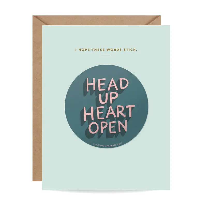 'Head Up, Heart Open' Inspirational Greeting Card + Vinyl Sticker Set 1