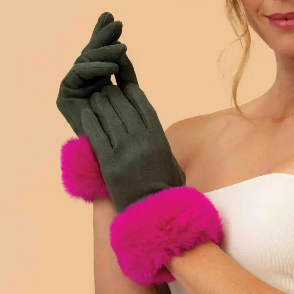 Olive And Magenta Bettina Knit Gloves – Discounted Clearance 1