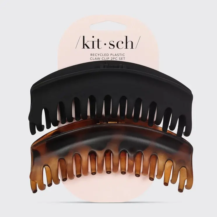 Oversized Dome Claw Clip Set In Black & Tortoise 1
