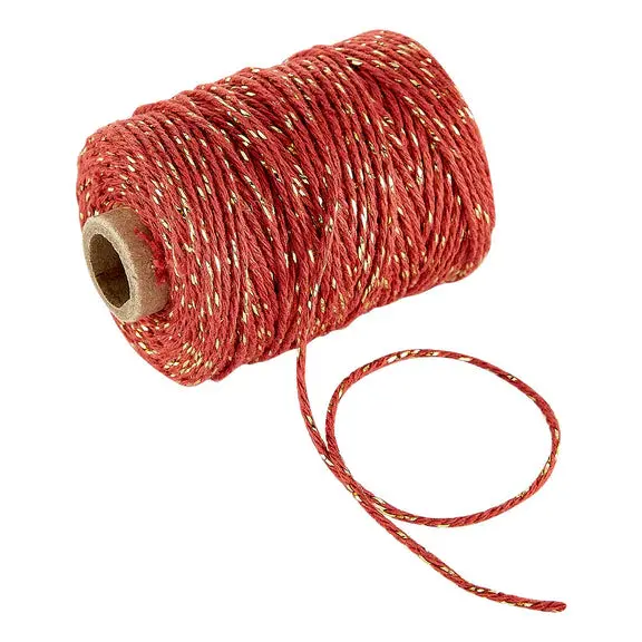 Rust-Toned Lurex Green Cotton Cord – 3-Yard Cut 1