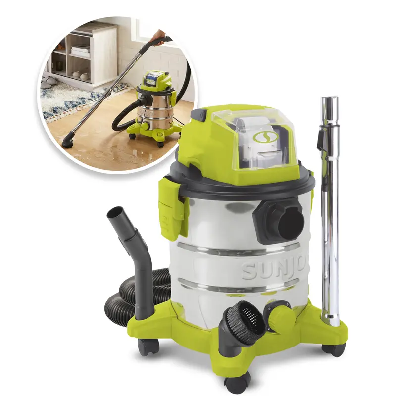 Sun Joe 24V Ionmax Cordless Wet/Dry Vacuum Kit – 5.3-Gallon Stainless Steel Tank With 4.0Ah Battery & Charger 1