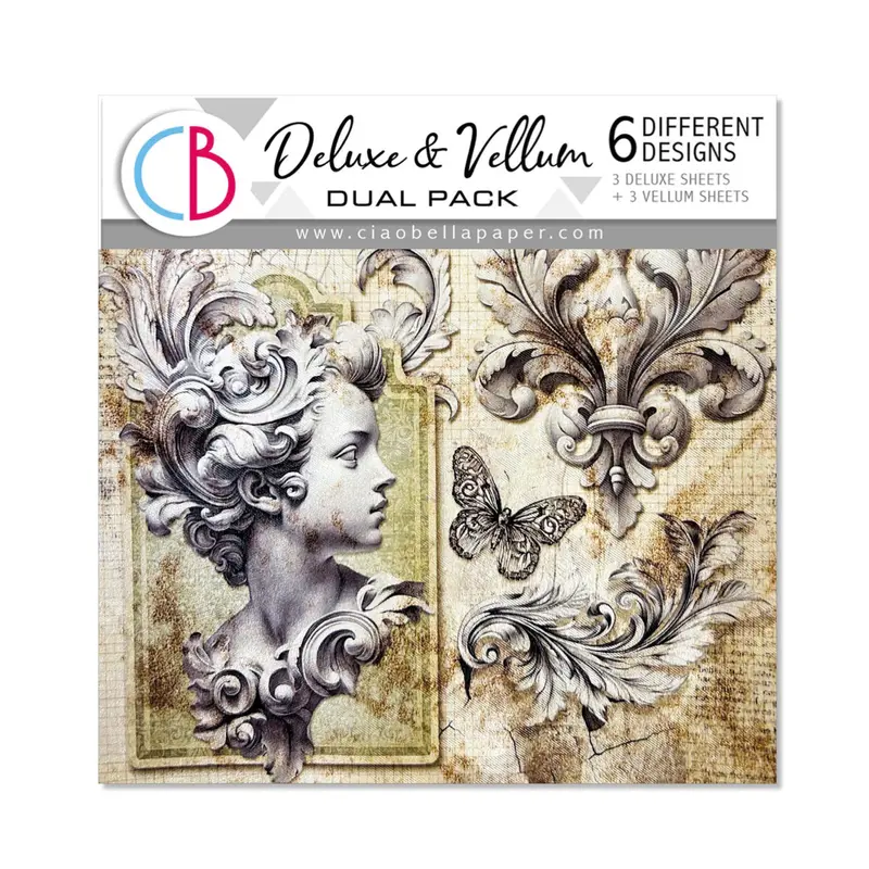 Typographic 6X6 Deluxe Dual-Texture Pad: Pearl Copper & Vellum 1