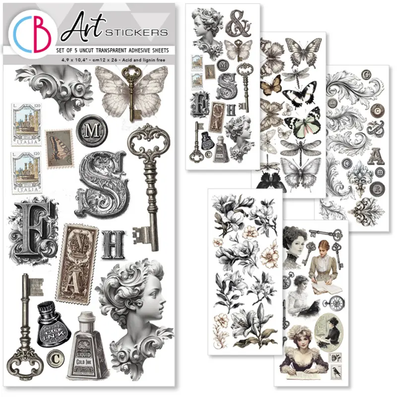 Typographic Transparent Art-Themed Stickers 1