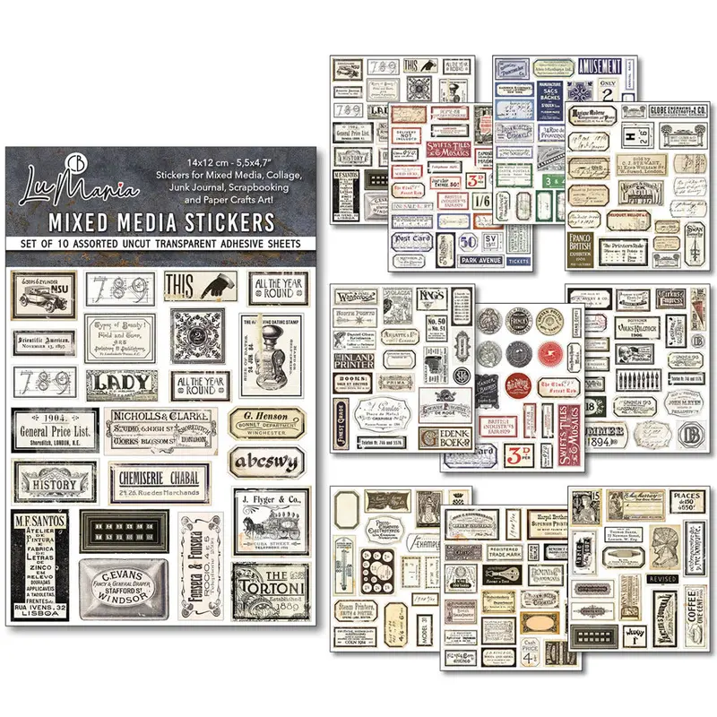Vintage Scripts Mixed Media Sticker Assortment 1