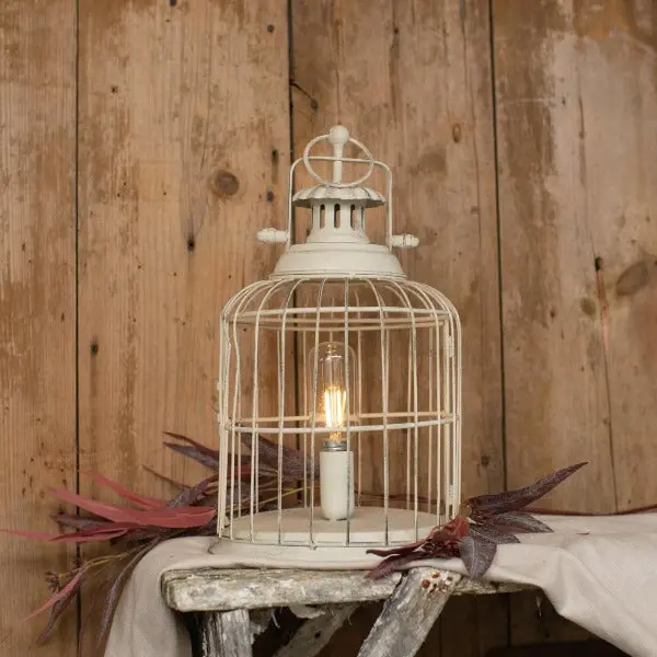 White Vintage-Style Birdcage Led Lantern With Warm Light 1